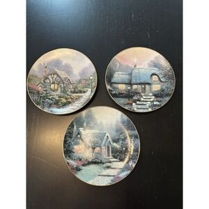 Vtg Thomas Kinkade Garden Cottages of England Collectors Plates 1991 Lot Of 3